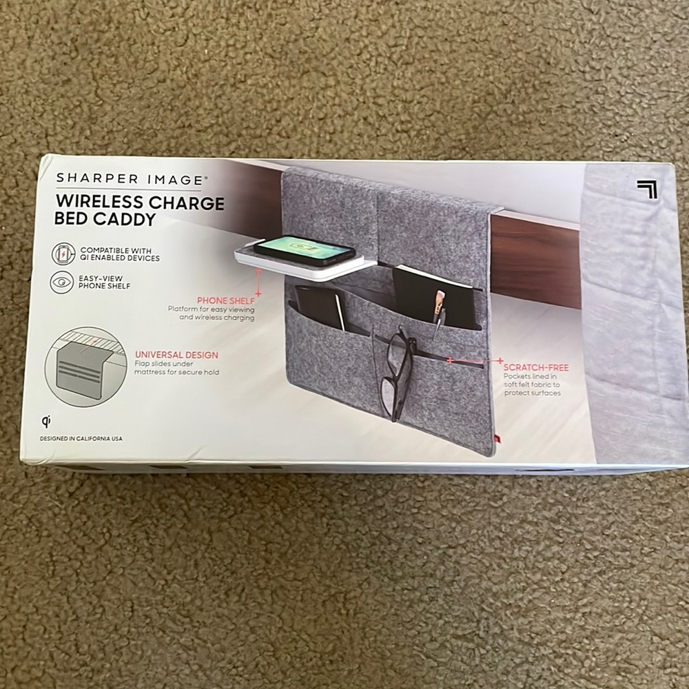 Sharper Image wireless charge bed caddy